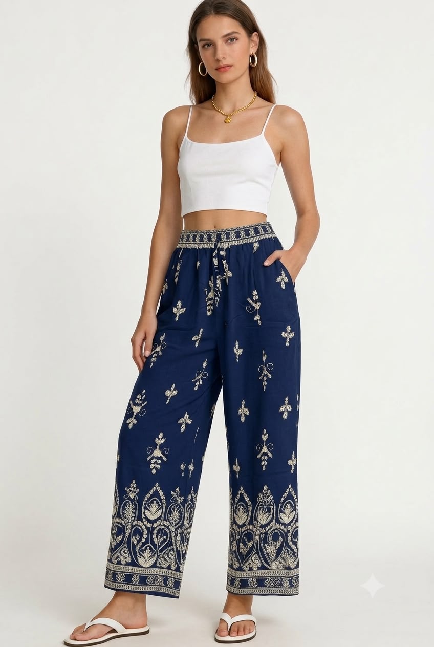 Pantalón Pierna Ancha Multicolor para Dama - JR-2007