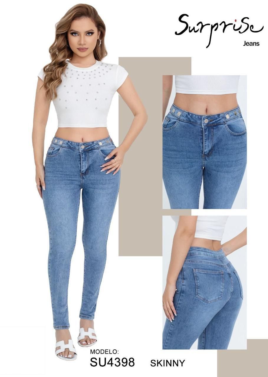 Jeans Skinny Tiro Alto para Dama - SU4398
