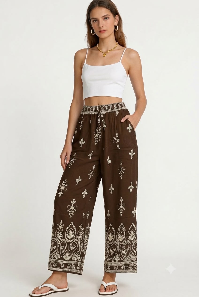 Pantalón Pierna Ancha Multicolor para Dama - JR-2007