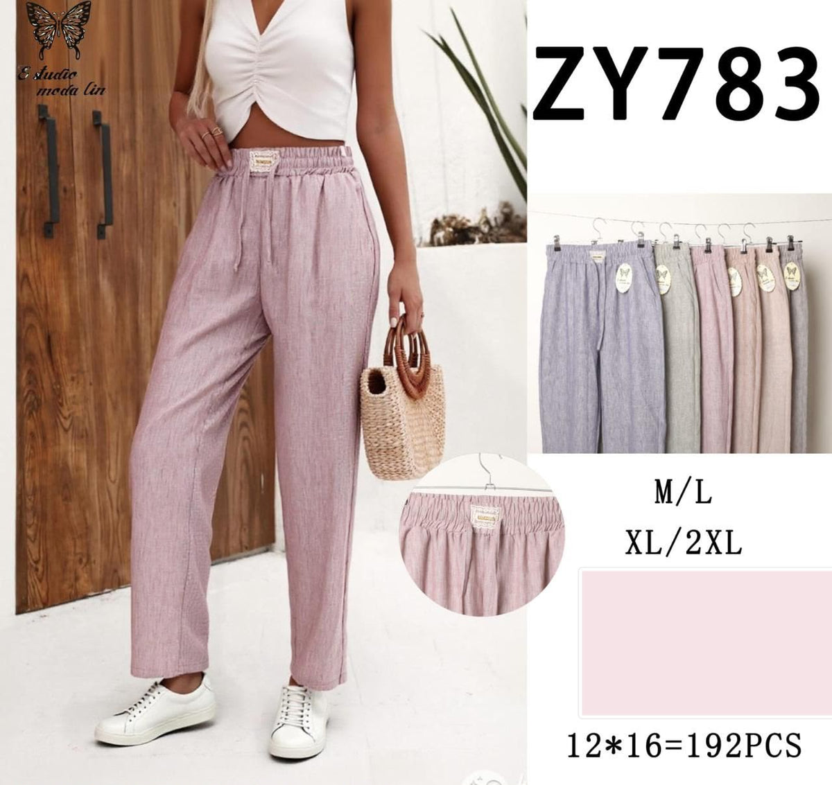 Pantalón Pierna Ancha Multicolor Talla Grande - ZY783