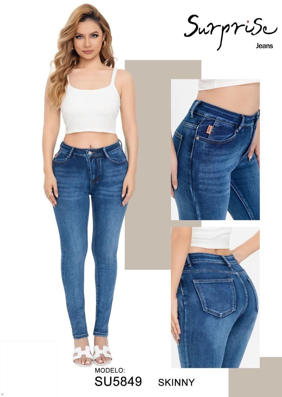 Jeans Skinny Tiro Alto para Dama - SU5849