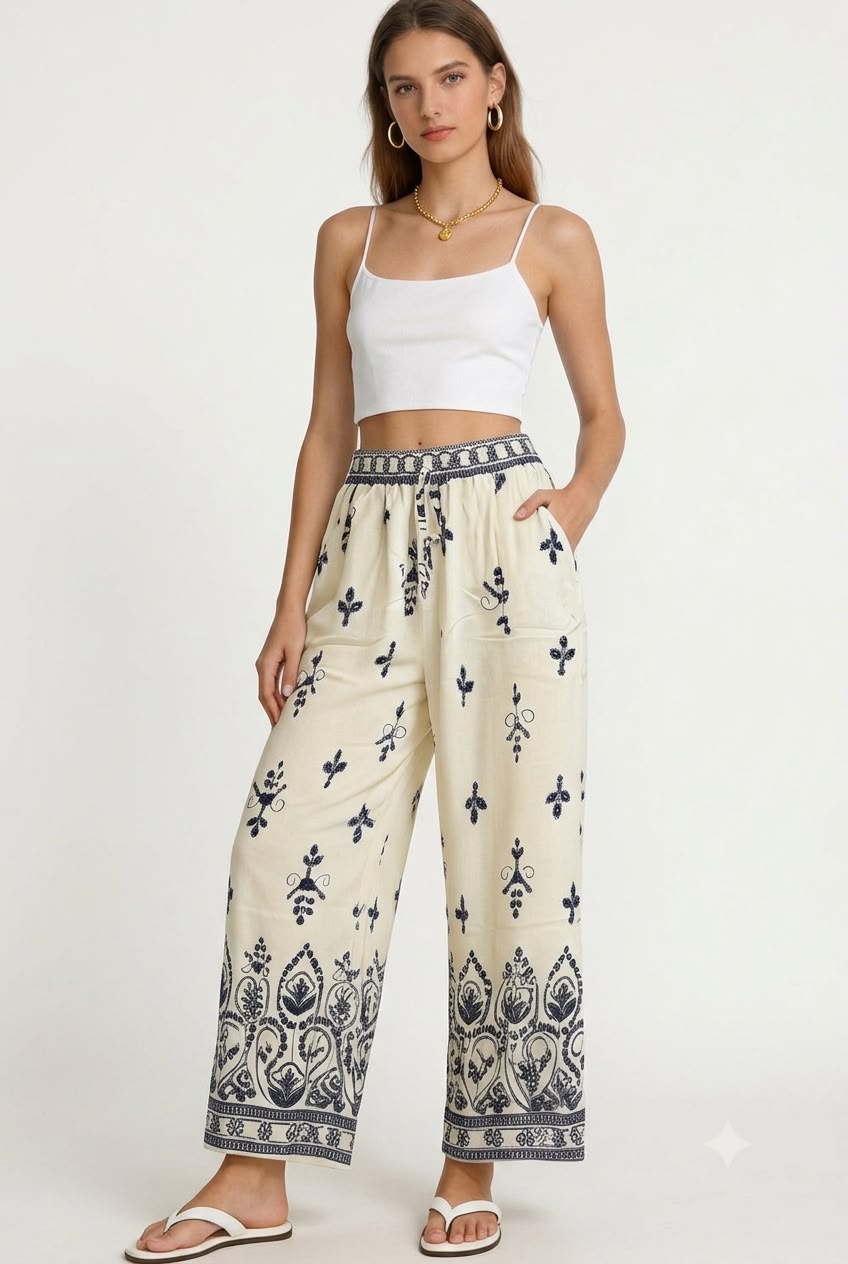 Pantalón Pierna Ancha Multicolor para Dama - JR-2007