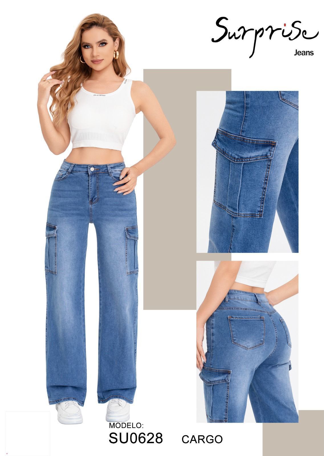 Jeans Corte Cargo para Dama - SU0628