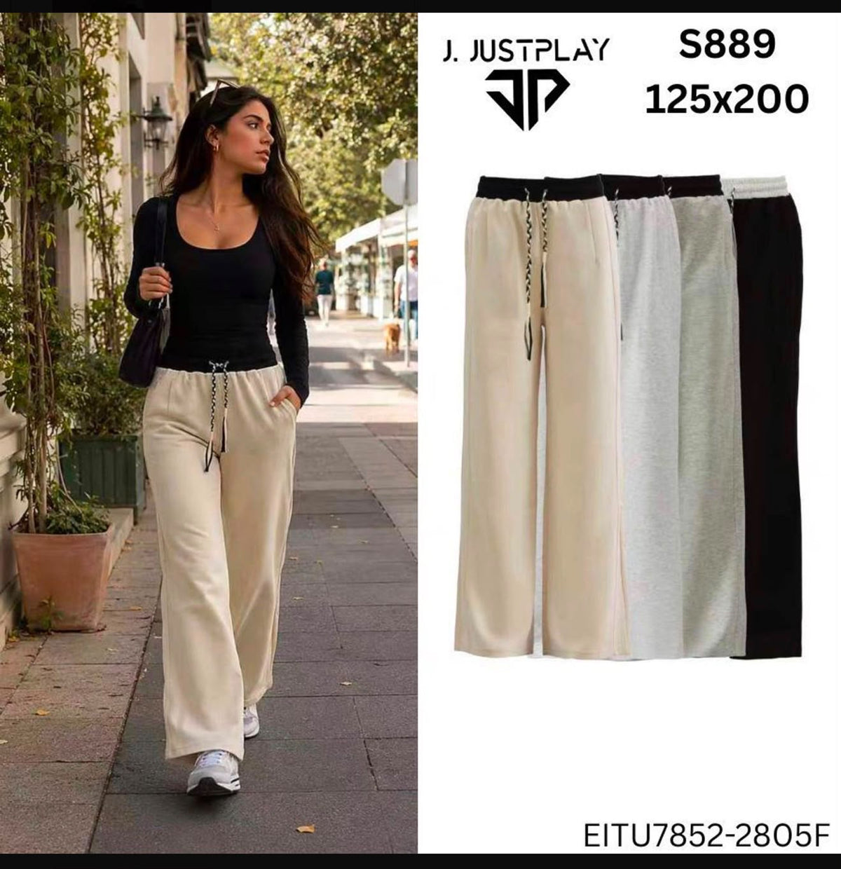 Pantalón Deportivo Wide Leg para Mujer Jogger Holgado Pierna Ancha Casual