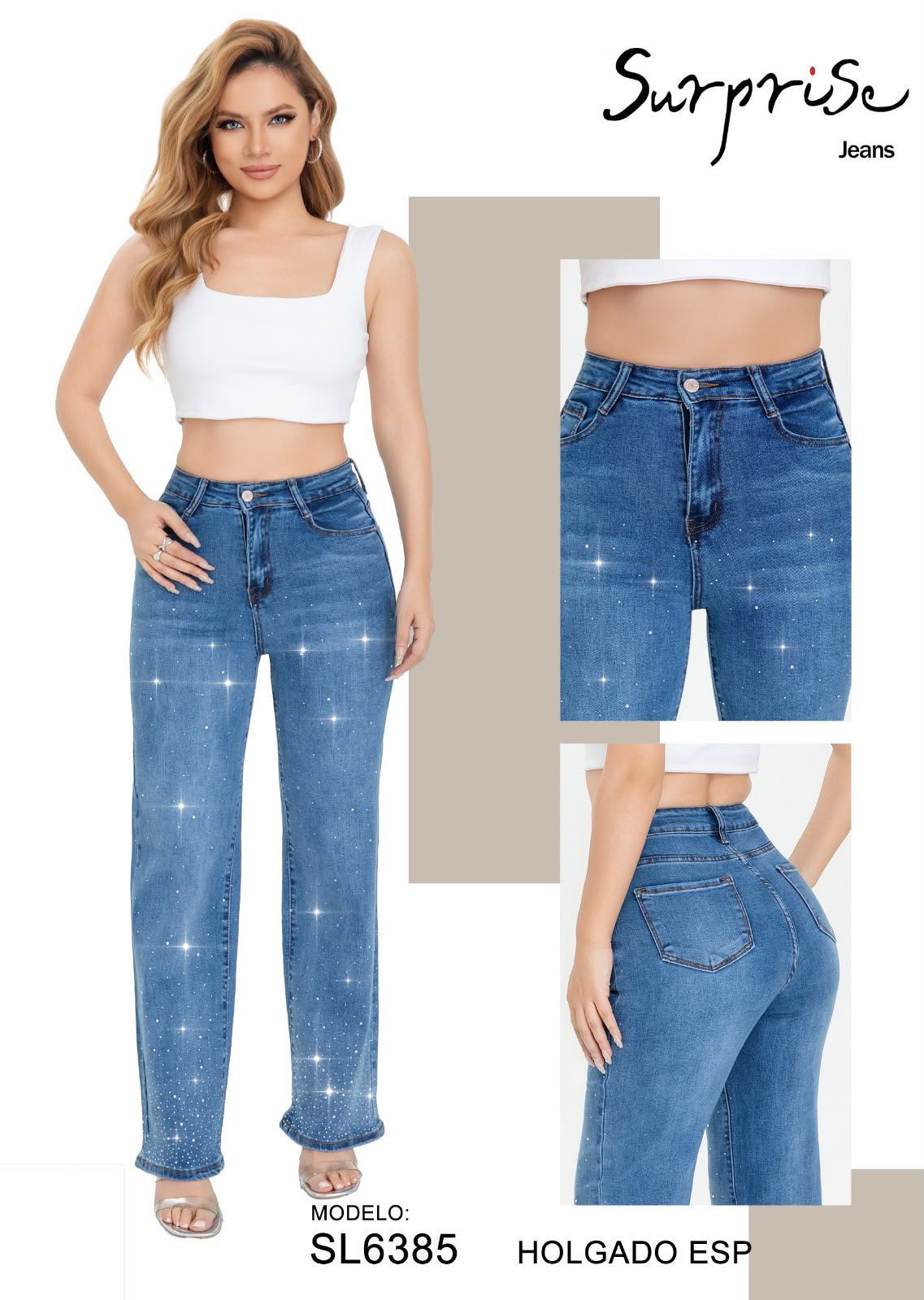 Pantalón Holgado con Acabado Brillo para Dama - SL6385