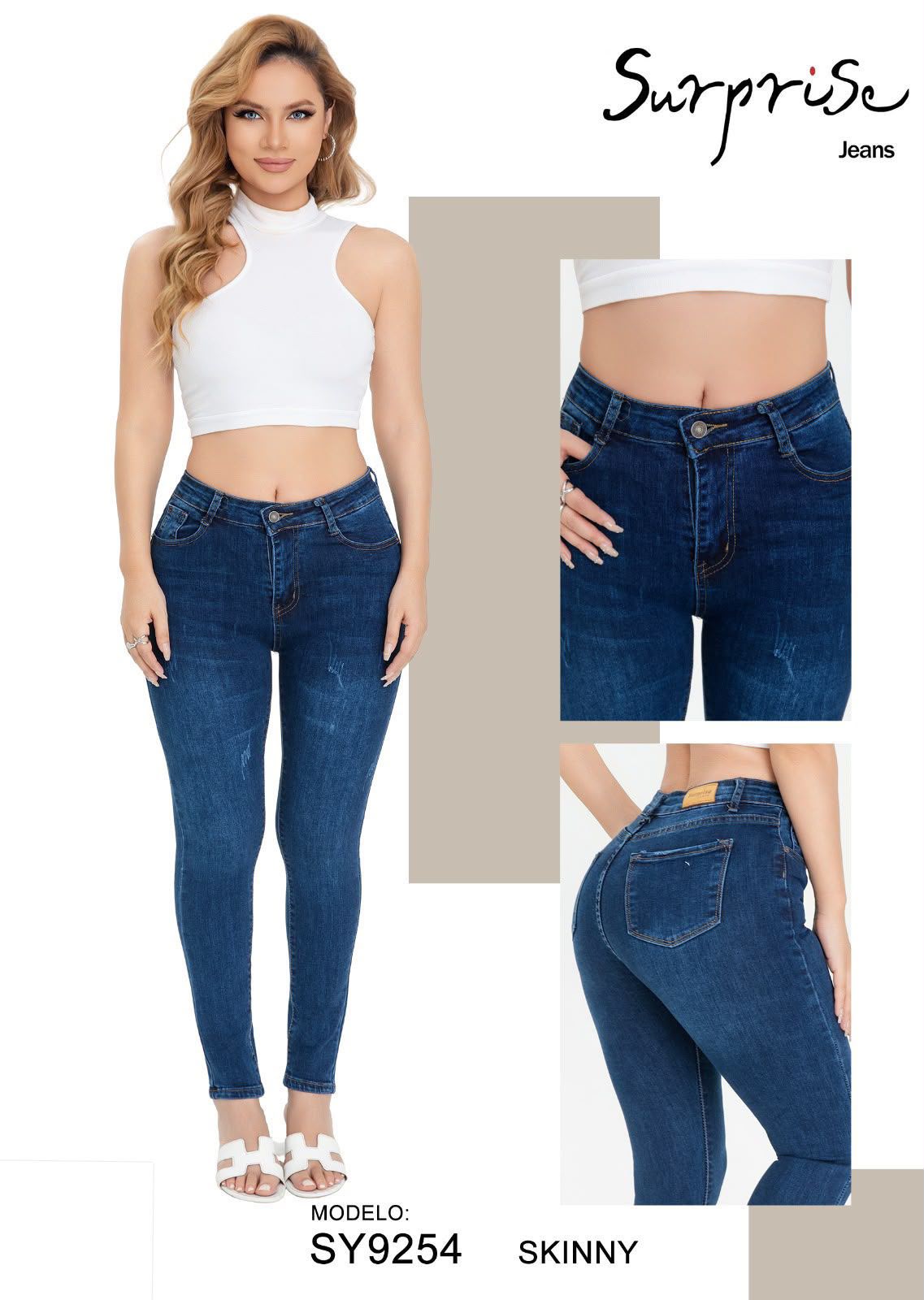 Jeans Skinny Tiro Alto para Dama - SY9254