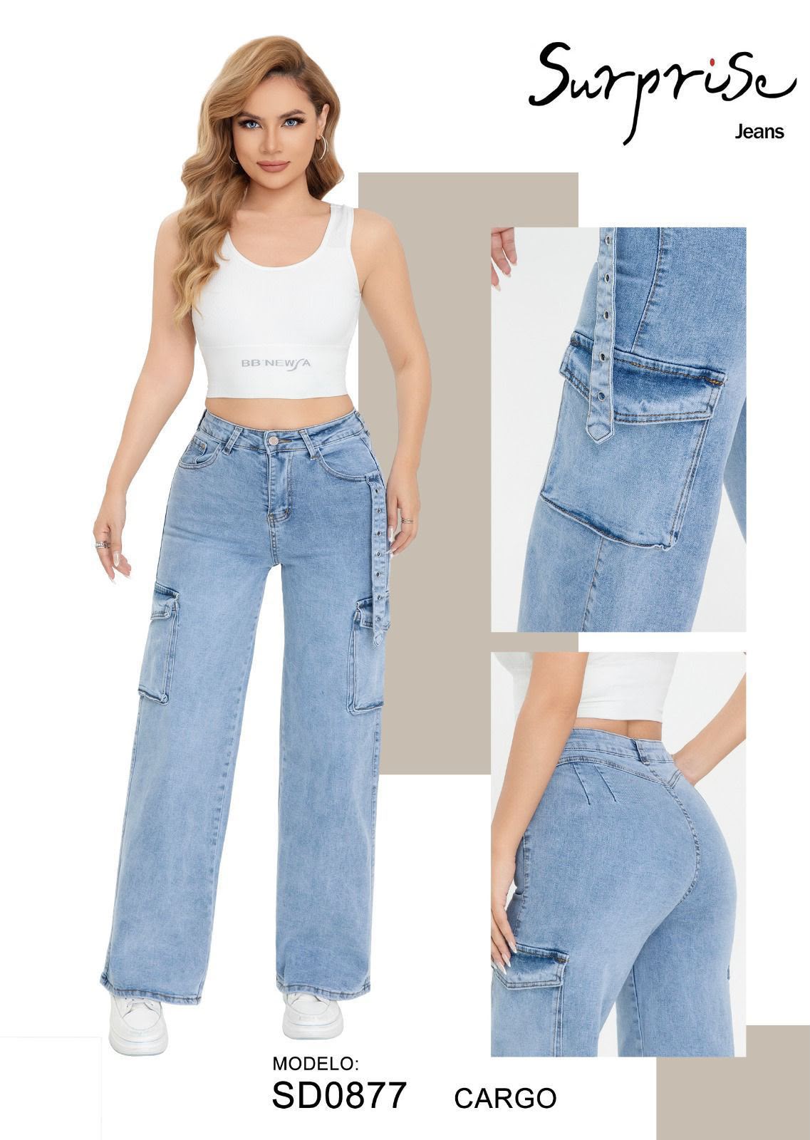 Jeans Cargo Estilo Urbano para Dama - SD0877