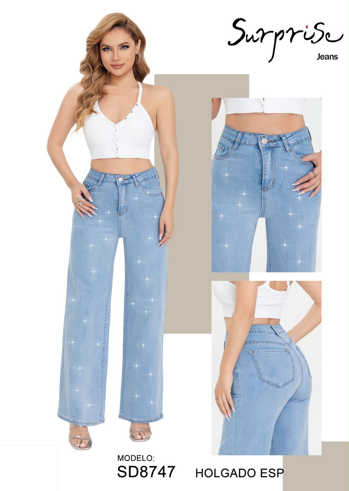 Pantalón Holgado con Acabado Brillo para Dama - SD8747