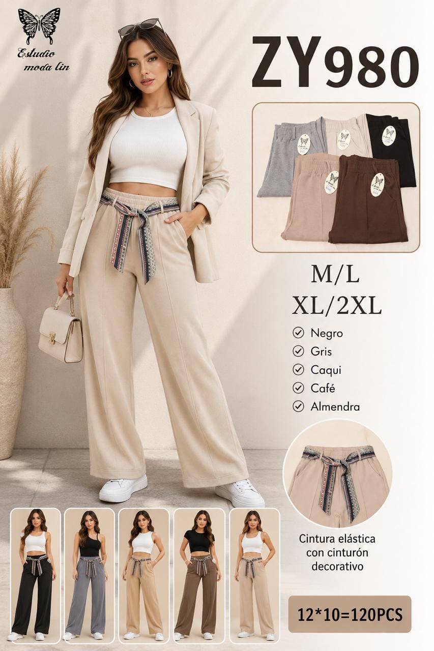 Pantalón Wide Leg Casual para Mujer Pierna Ancha Cómodo y Holgado Tiro Alto