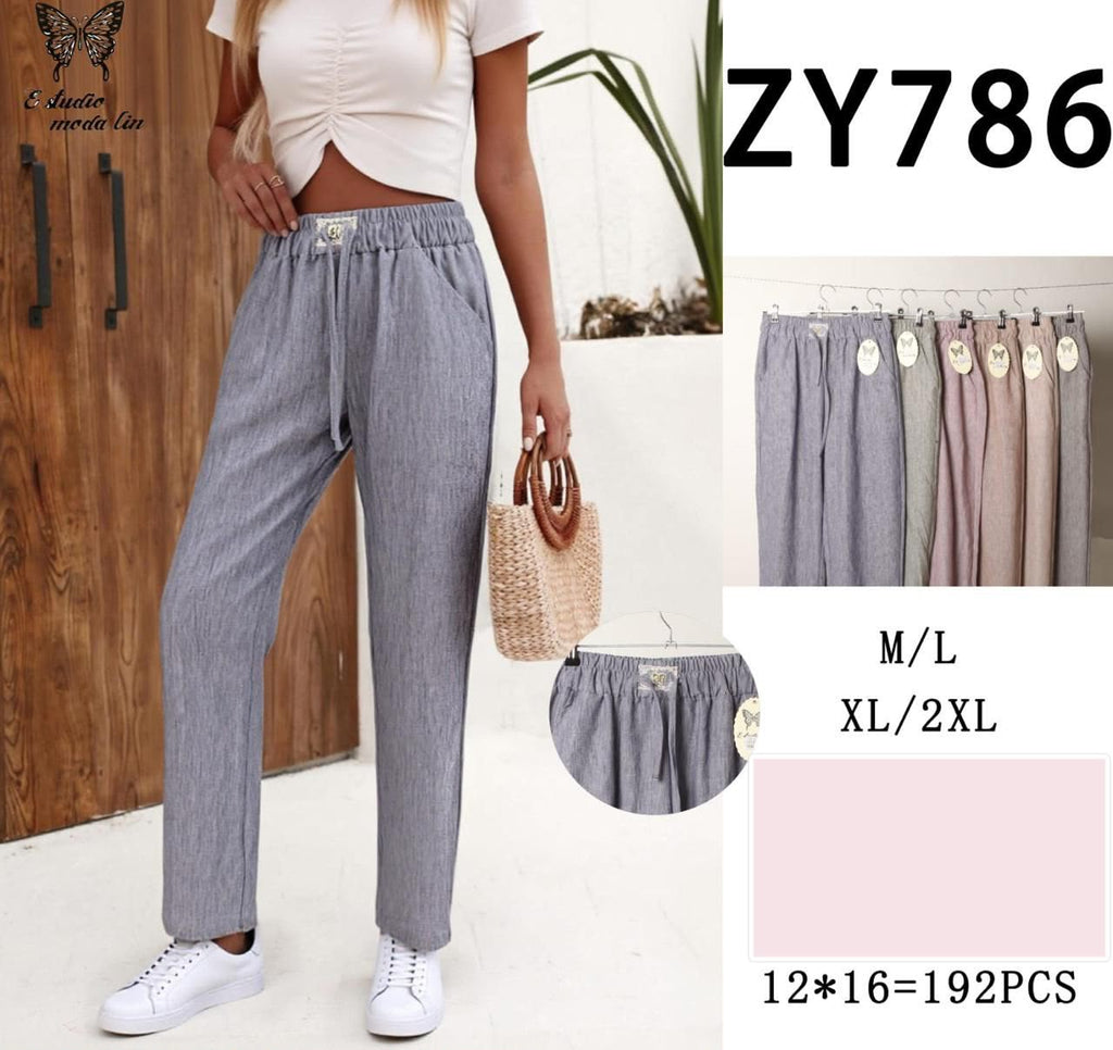 Pantalón Pierna Ancha Colores Frescos Talla Grande - ZY786