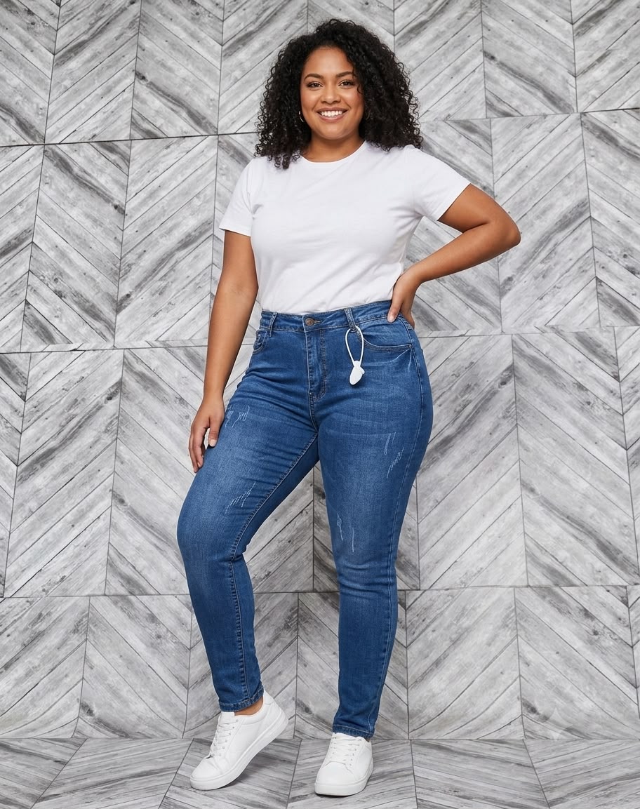 Jeans Skinny Extra Tiro Alto Desgastados para Dama - SU9432