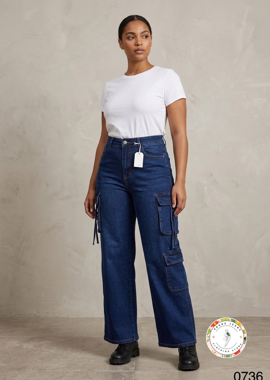 Jeans Cargo Corte Recto para Dama - SU0736
