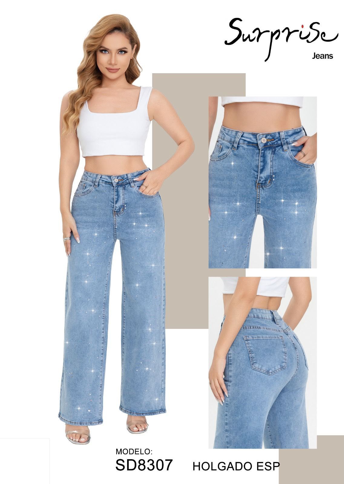 Pantalón Holgado con Acabado Brillo para Dama - SD8307