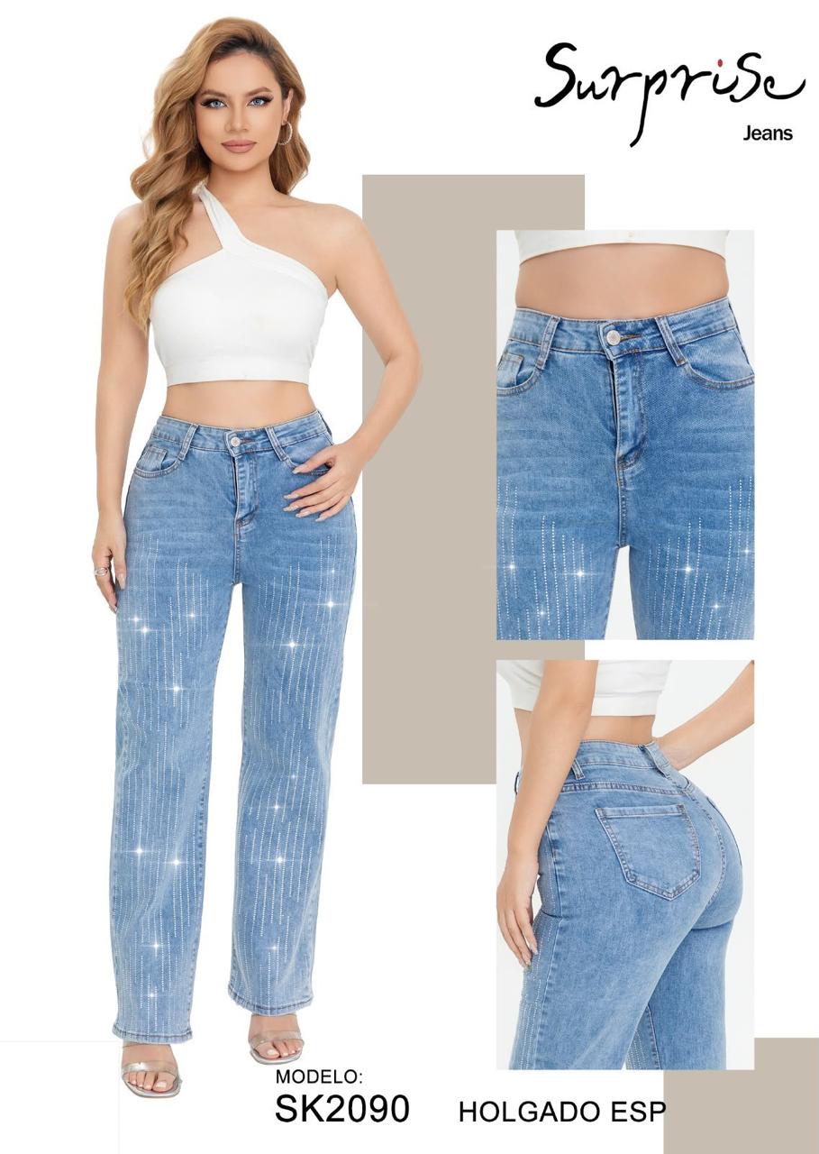 Pantalón Holgado con Acabado Brillo para Dama - SK2090