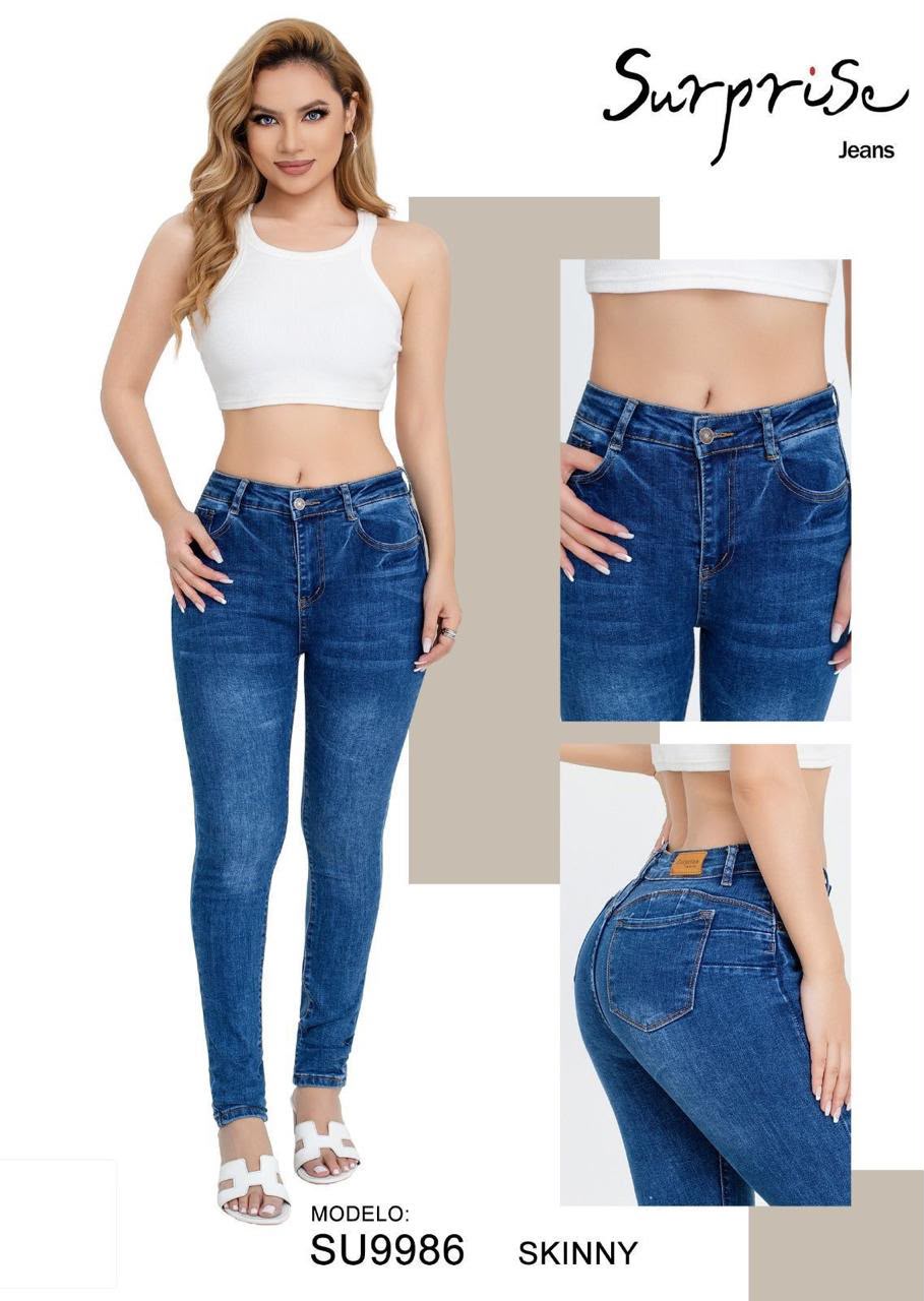 Jeans Skinny Tiro Alto para Dama - SU9986