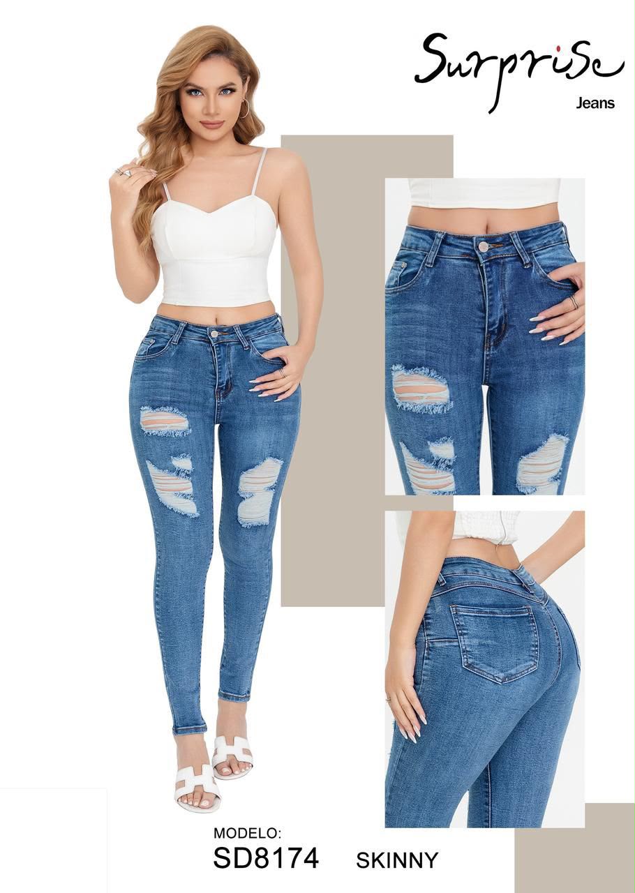 Jeans Skinny Tiro Alto para Dama - SD8174