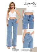 Pantalón Holgado con Acabado Brillo para Dama - SU9494