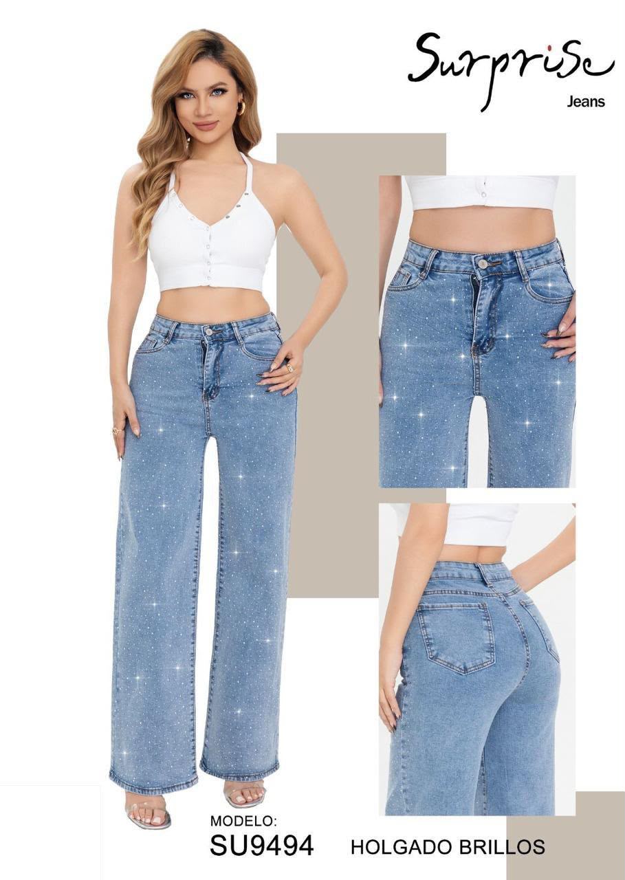Pantalón Holgado con Acabado Brillo para Dama - SU9494