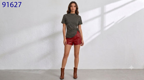 Blusa a Rayas Bitalla con Broche Decorativo - 91627