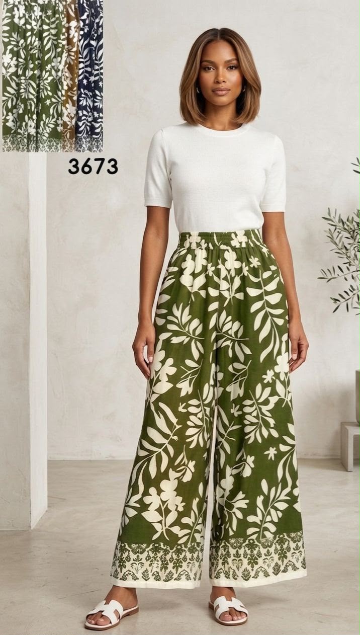 Pantalón Pierna Ancha Tonos Cálidos para Dama - T3676