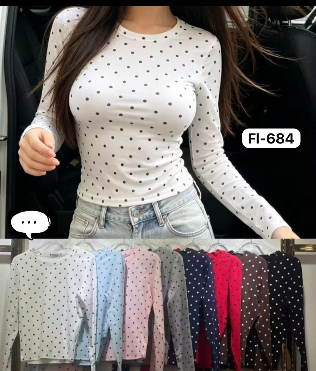 Blusa de lunares y manga larga para Dama - FL-684